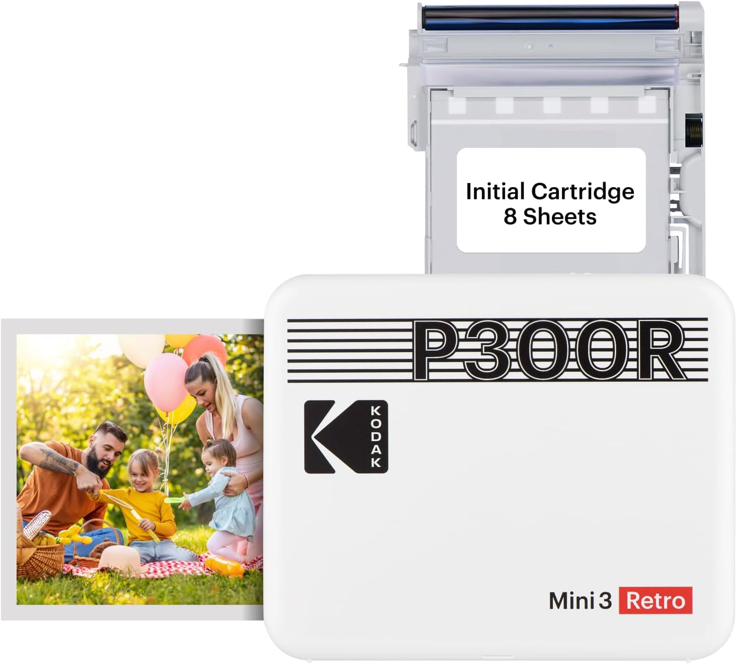 Mini 3 Retro 4PASS Portable Photo Printer (3X3 Inches) + 8 Sheets, White