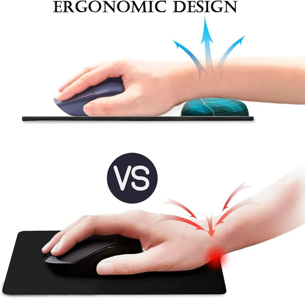 Ergonomic Mouse Pad with Wrist Support Gel, Comfortable Laptop Mouse Pad with Non-Slip Rubber Base, Green Leaves