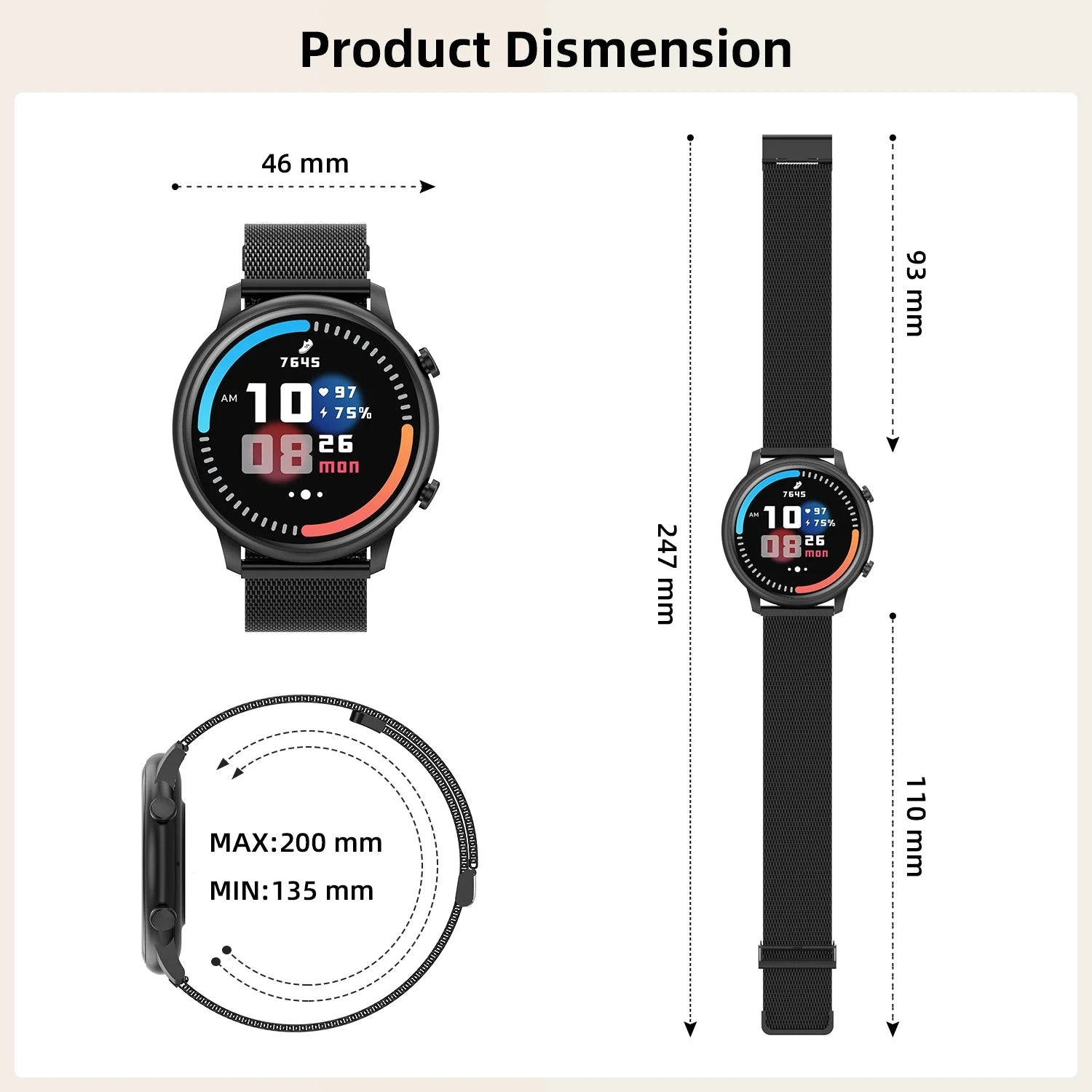 Men'S and Women'S Smartwatch 1.39-Inch, with Fitness Tracker/Wireless Call/Message Notification, Fits for Android and Iphone Devices (Alloy Black)