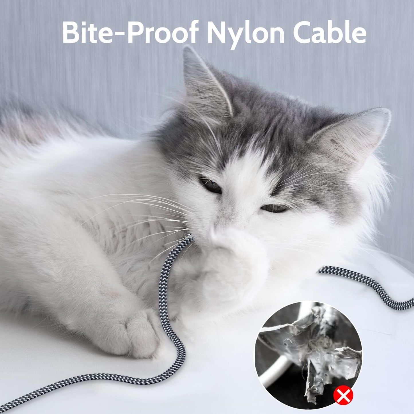 Cat 7 Ethernet Cable 10Ft - Flat Design, Easy Install, Nylon Braided, More Durable High Speed Internet Cable Network Cord Shielded LAN Cables for Computers, Routers, Switches, and Gaming Consoles