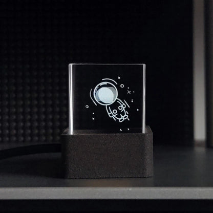 Crystal Cube Photo Display Holographic Desktop Smart Weather Station Digital Clock with GIF Animations Album